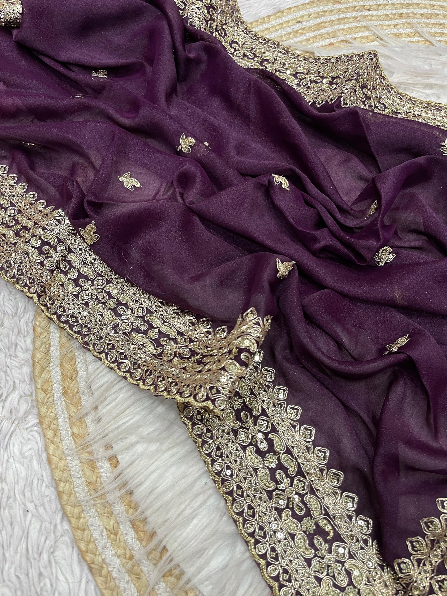 Kayatri New Elegant Chocolate Silk Saree with Sequence Coding Embroidery