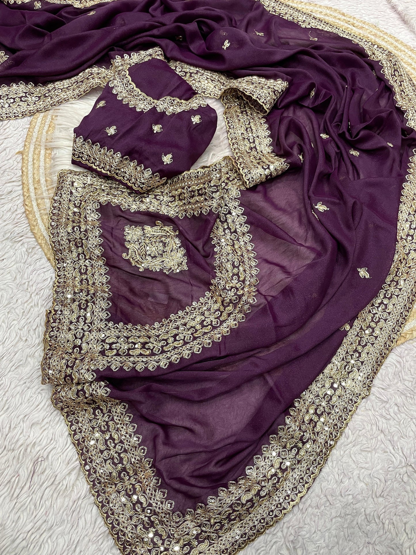 Kayatri New Elegant Chocolate Silk Saree with Sequence Coding Embroidery