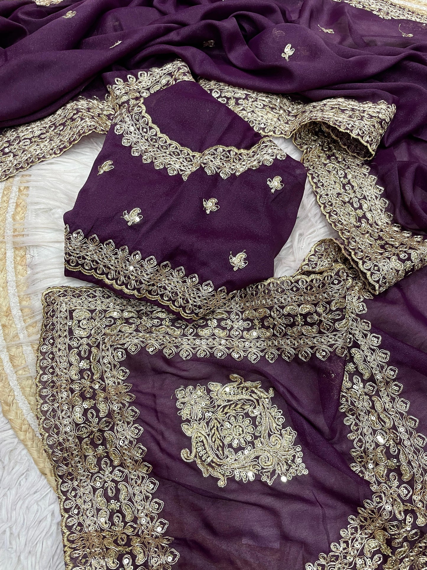 Kayatri New Elegant Chocolate Silk Saree with Sequence Coding Embroidery