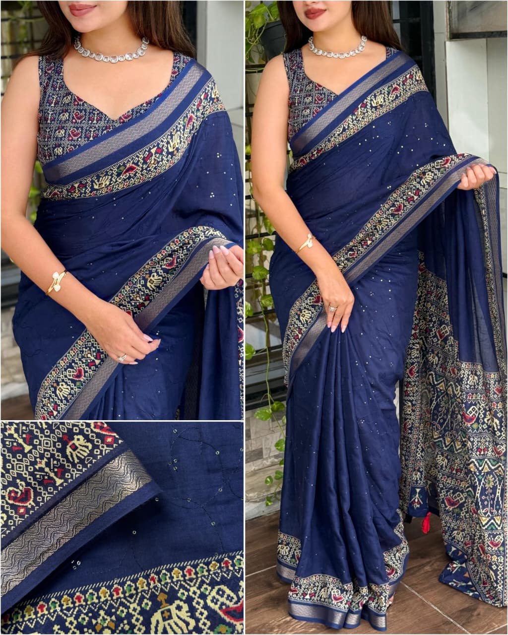 Kayatri New Premium Mul Cotton Saree with Ajrakh Prints & Stylish Border