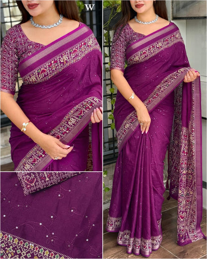 Kayatri New Premium Mul Cotton Saree with Ajrakh Prints & Stylish Border