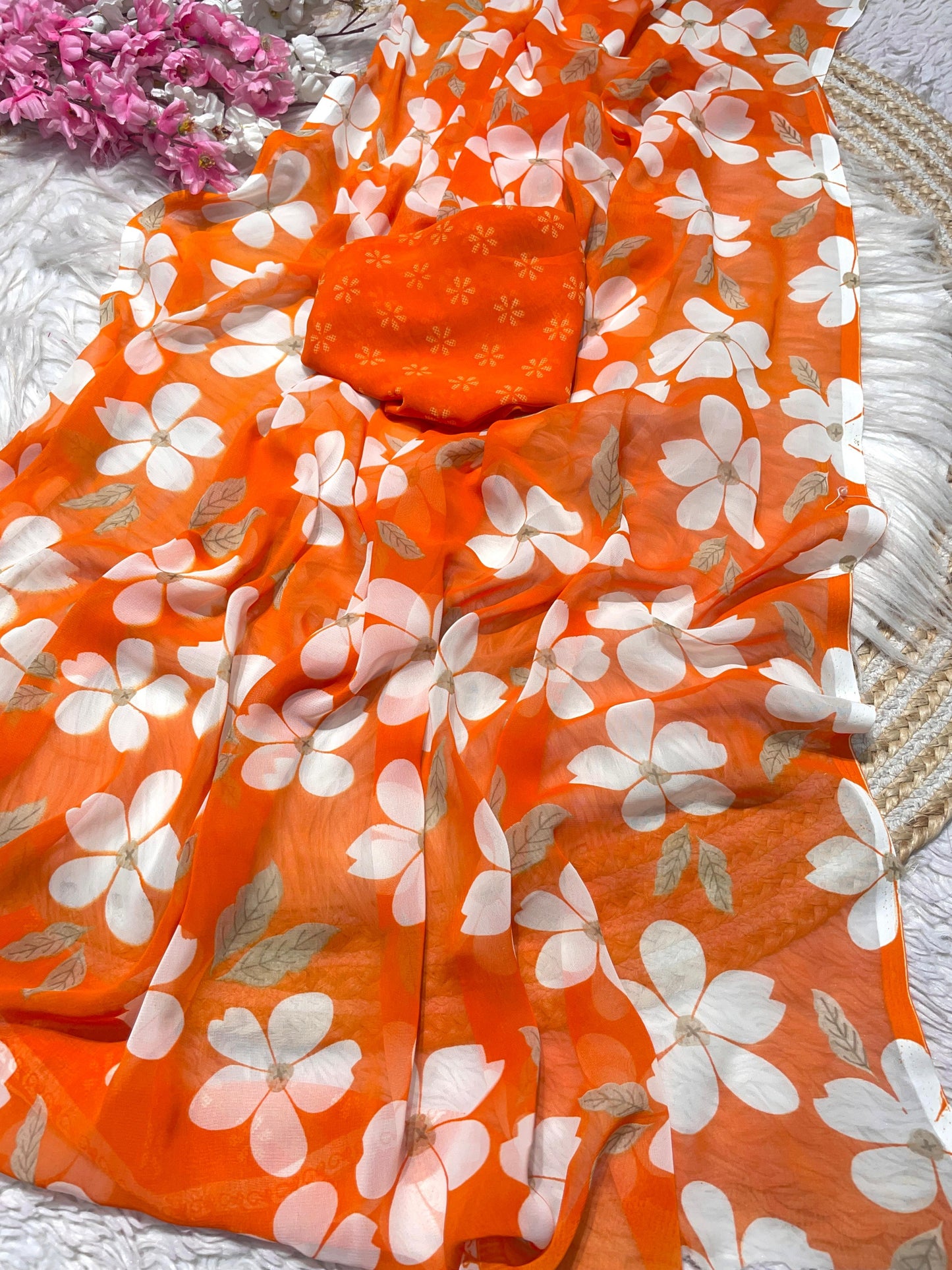 Kayatri New Elegant Floral Print Wetless Georgette Saree for Daily Wear