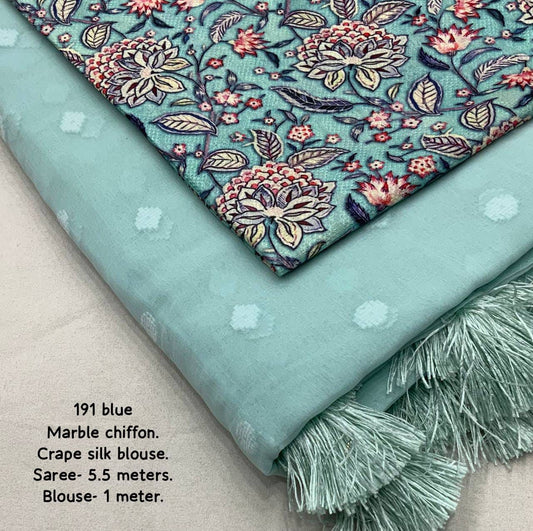 Kayatri New Elegant Marble Chiffon Saree with Crape Silk Digital Blouse