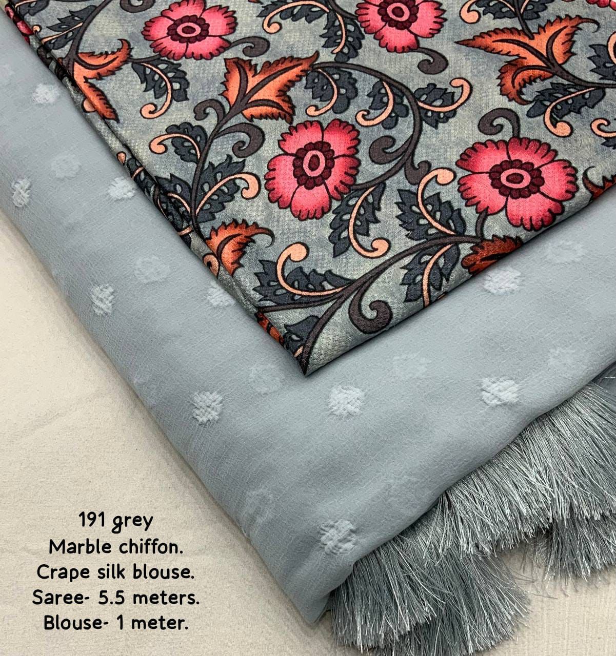 Kayatri New Elegant Marble Chiffon Saree with Crape Silk Digital Blouse