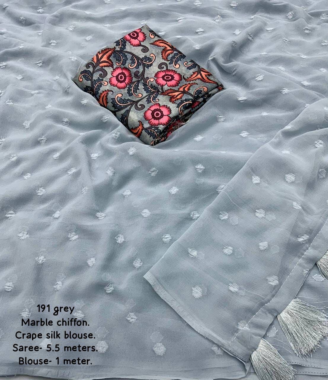 Kayatri New Elegant Marble Chiffon Saree with Crape Silk Digital Blouse