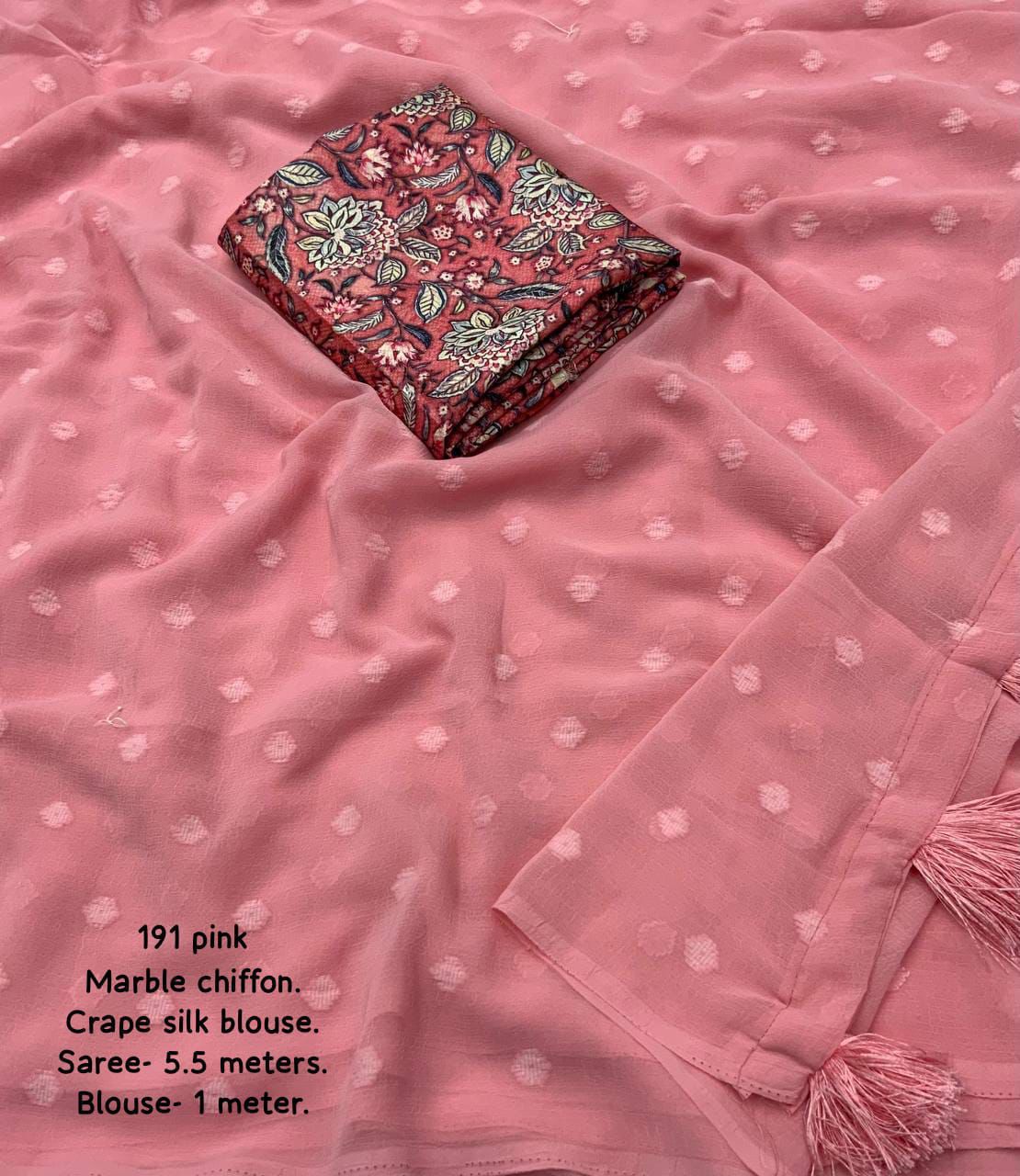 Kayatri New Elegant Marble Chiffon Saree with Crape Silk Digital Blouse
