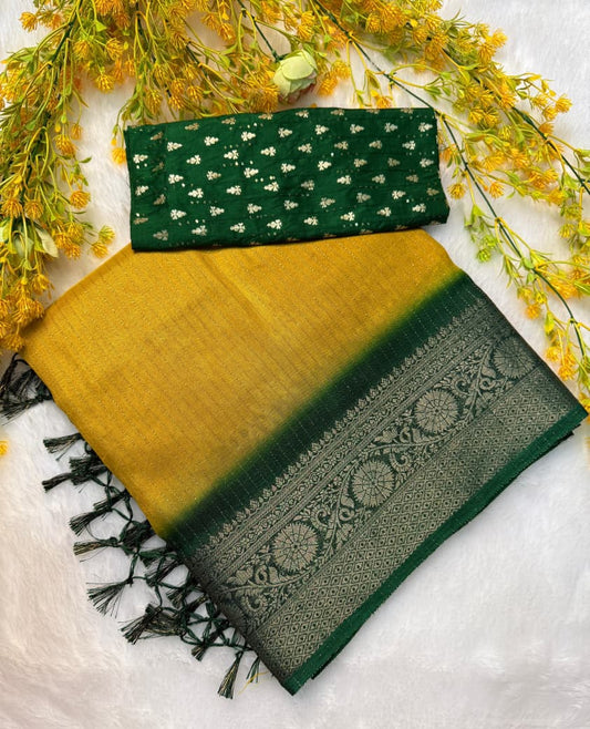 Kayatri New Traditional Heavy Zari Riko Saree with Stylish Discharge Print