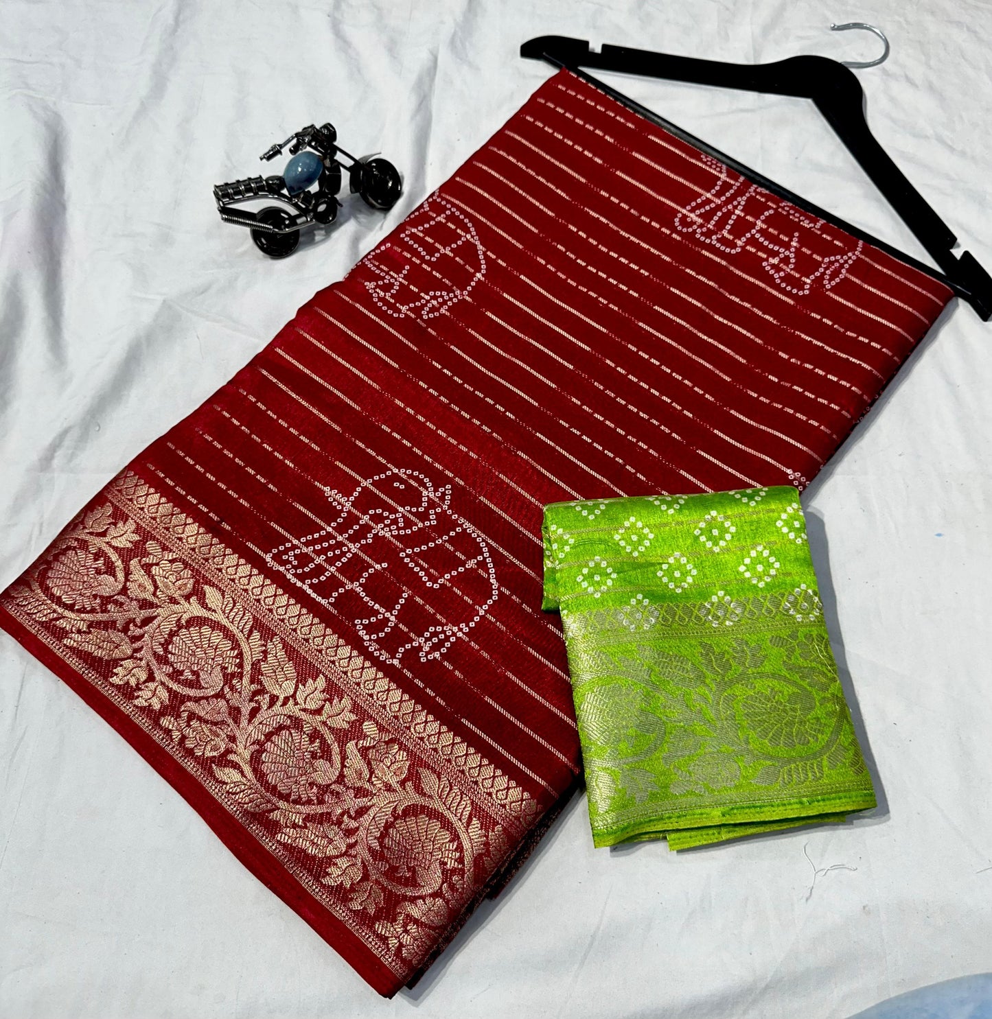 Kayatri New Elegant Semi Dola Orange Saree with Floral Butti & Weaving Border