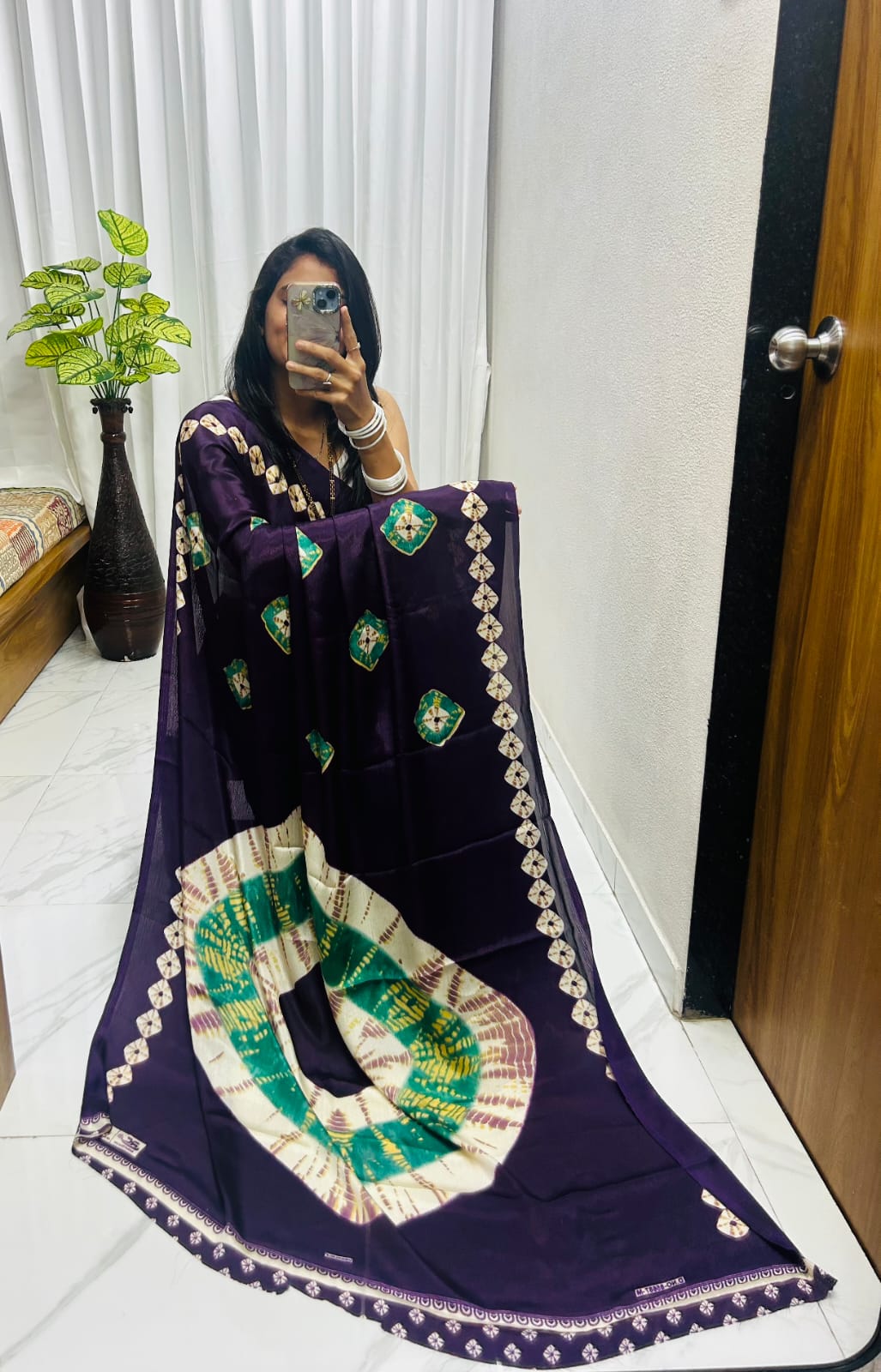 Kayatri New Luxury Crape Satin Saree  Ajrakh Print with Classy Rich Pallu