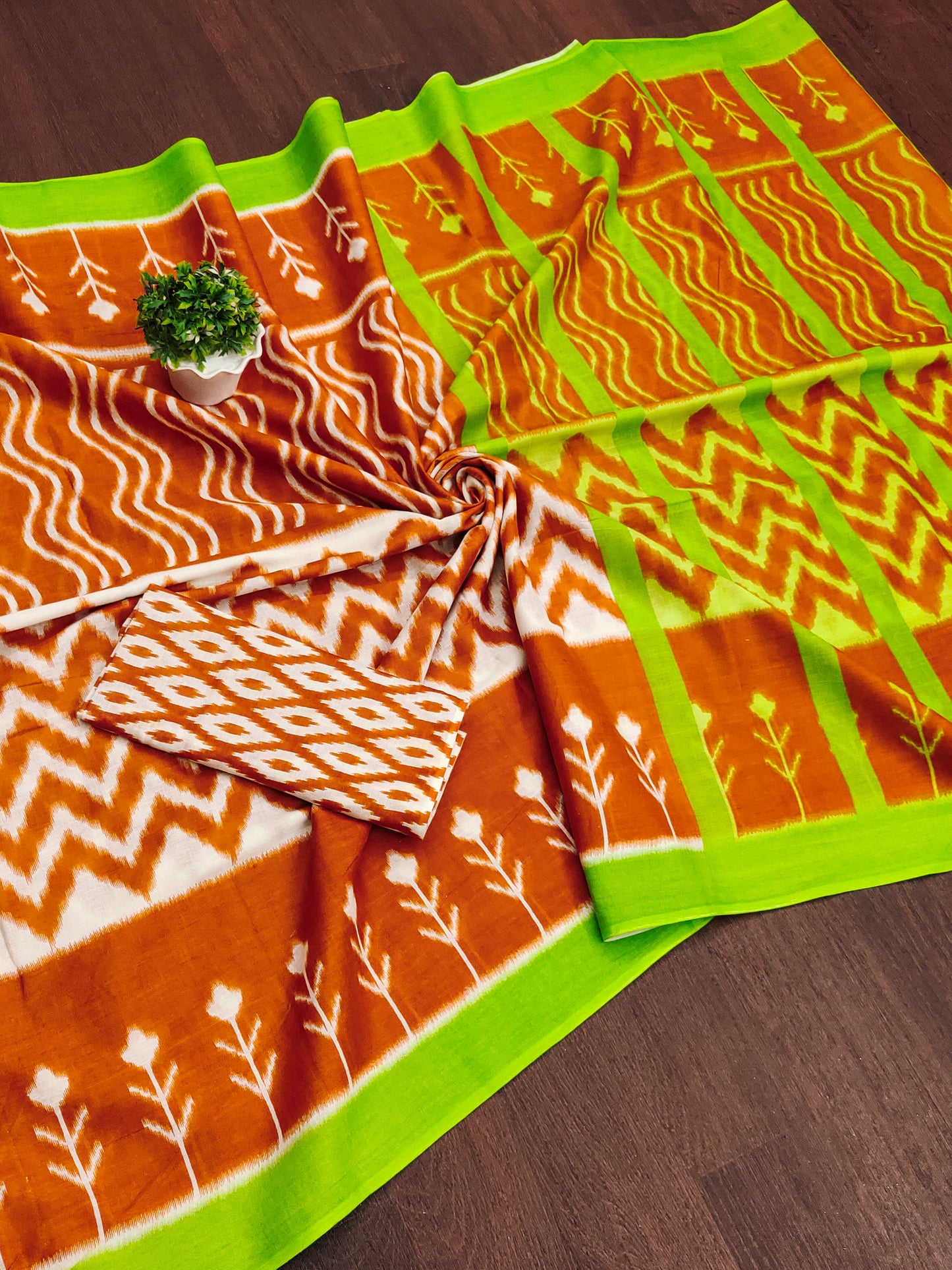 Kayatri New Trending Ikkat Printed Cotton Sarees in Mulmul Fabric Fresh Arrival