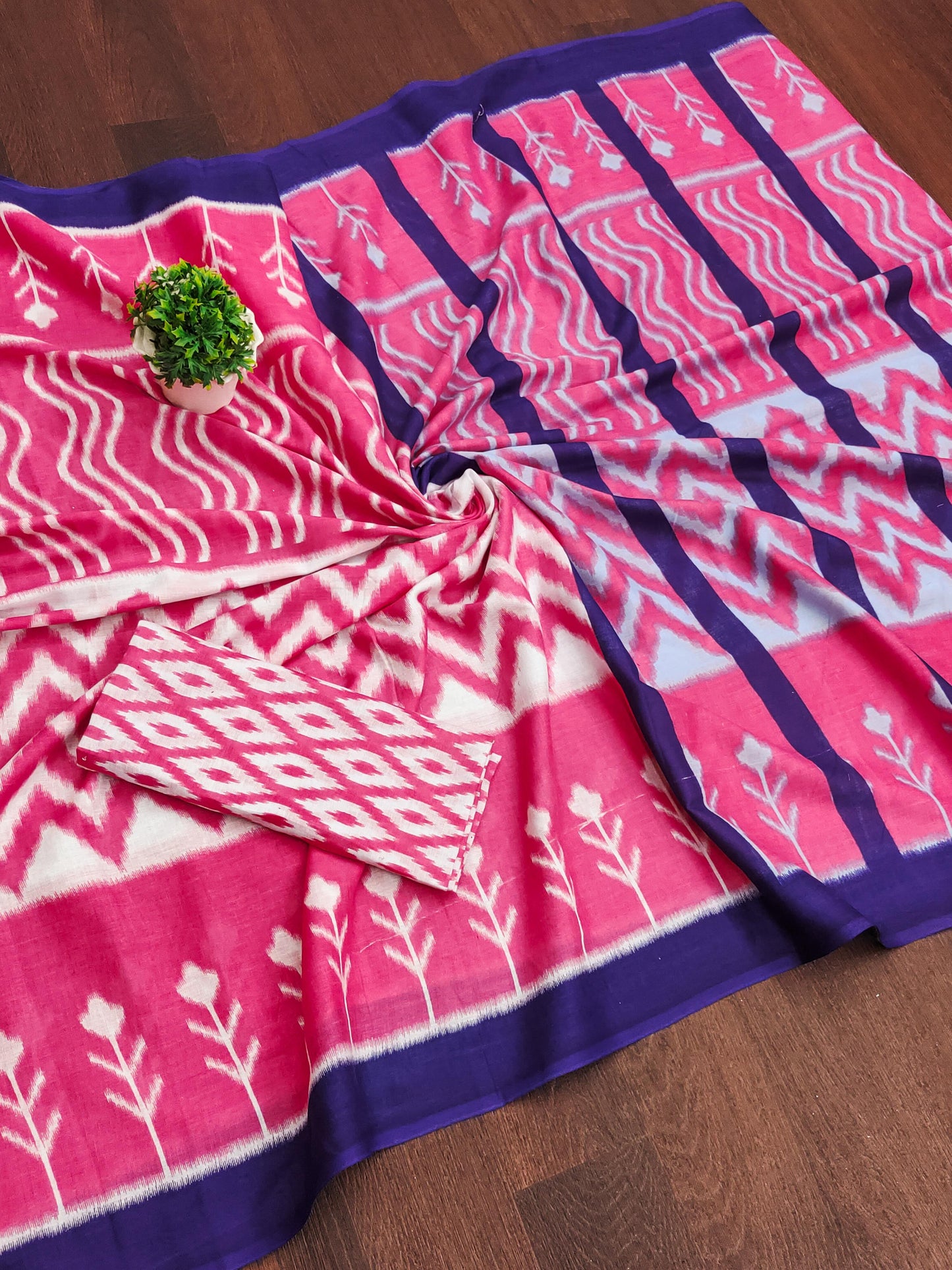 Kayatri New Trending Ikkat Printed Cotton Sarees in Mulmul Fabric Fresh Arrival