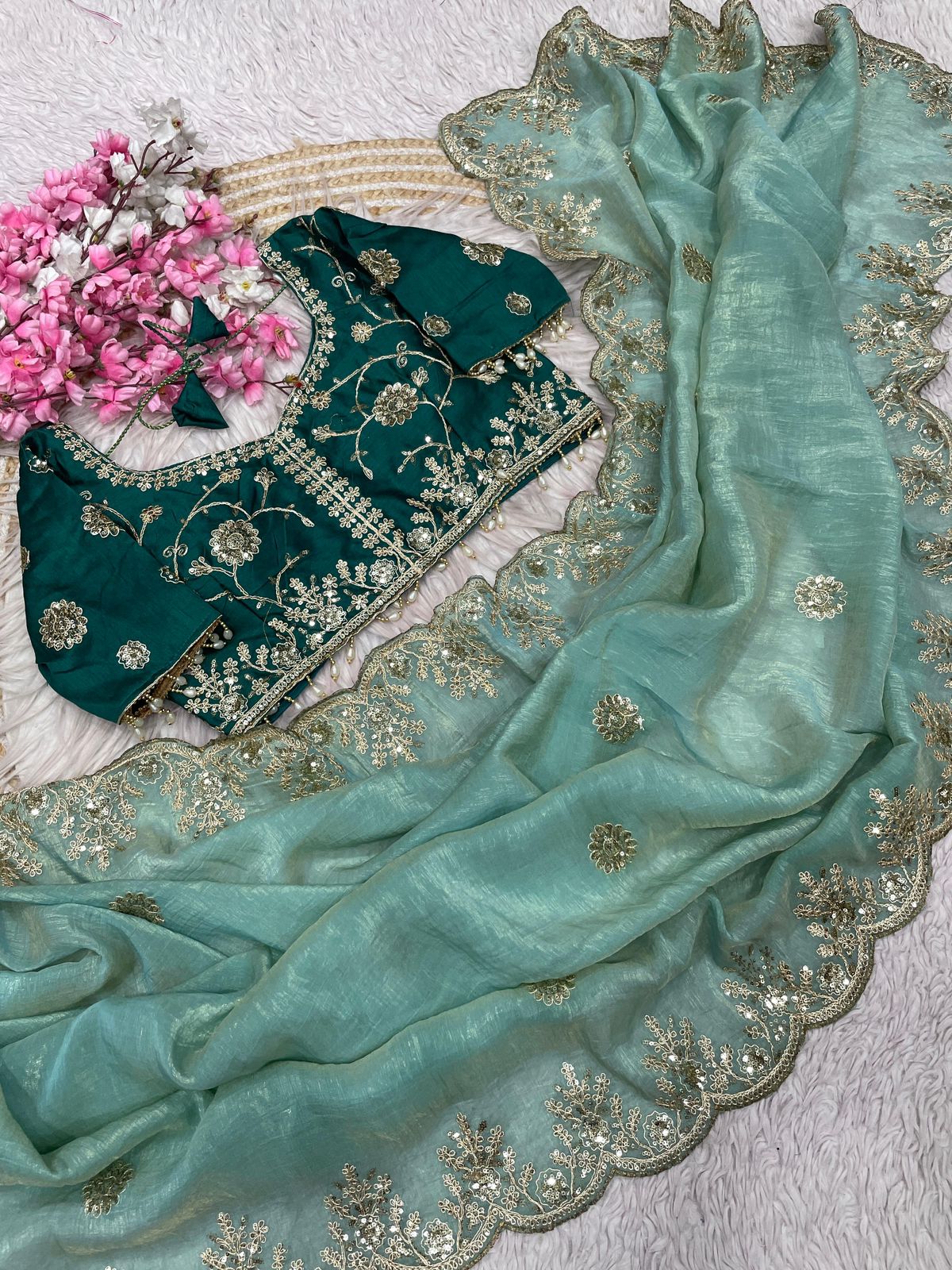 Kayatri New Elegant Vichitra Silk Saree with Sequence Embroidery