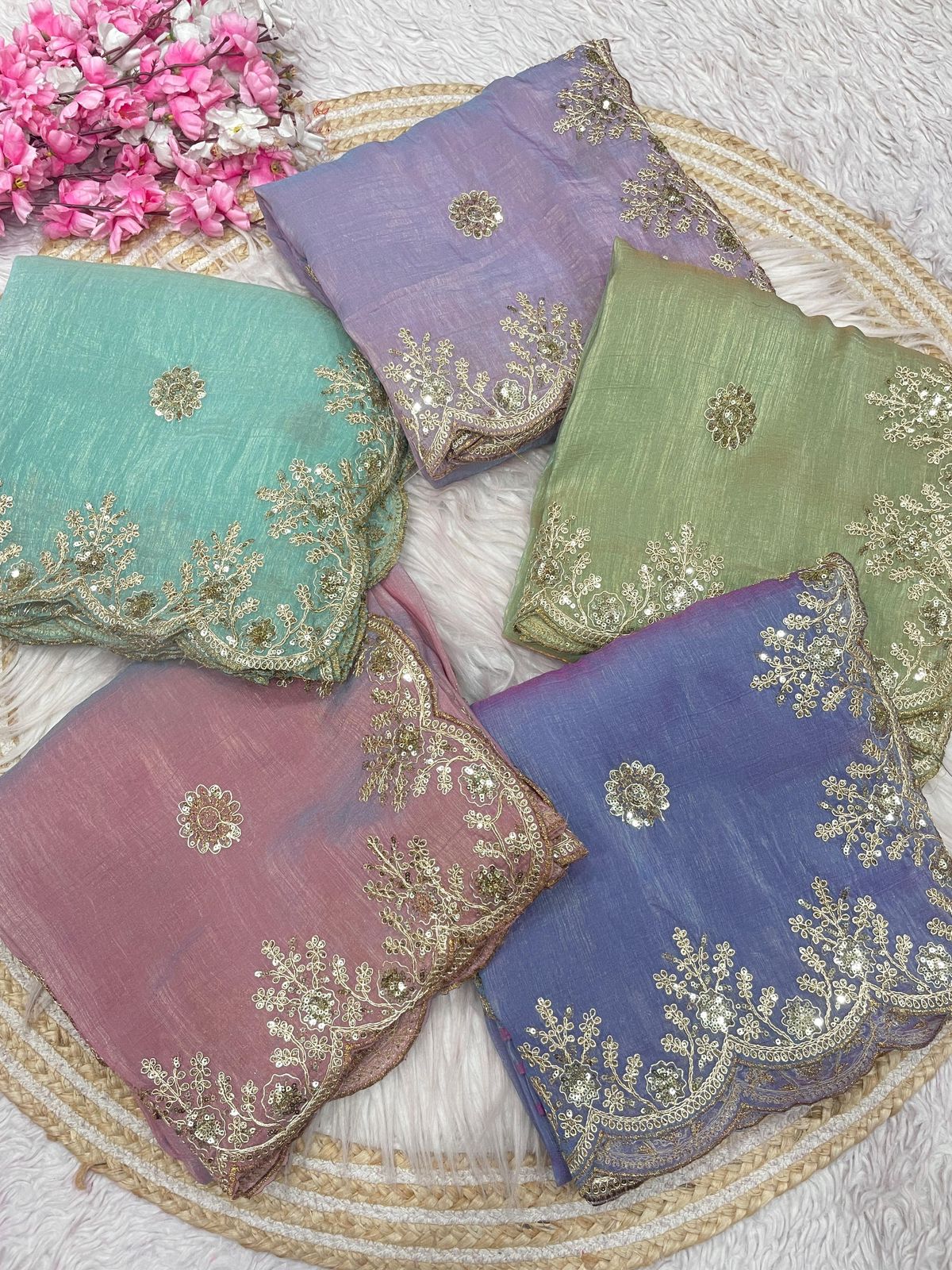 Kayatri New Elegant Vichitra Silk Saree with Sequence Embroidery