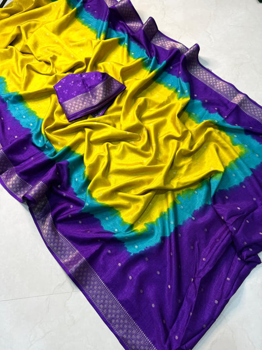 Kayatri New Soft Dola Silk Butti Saree with Premium Contrast Zari Weaving