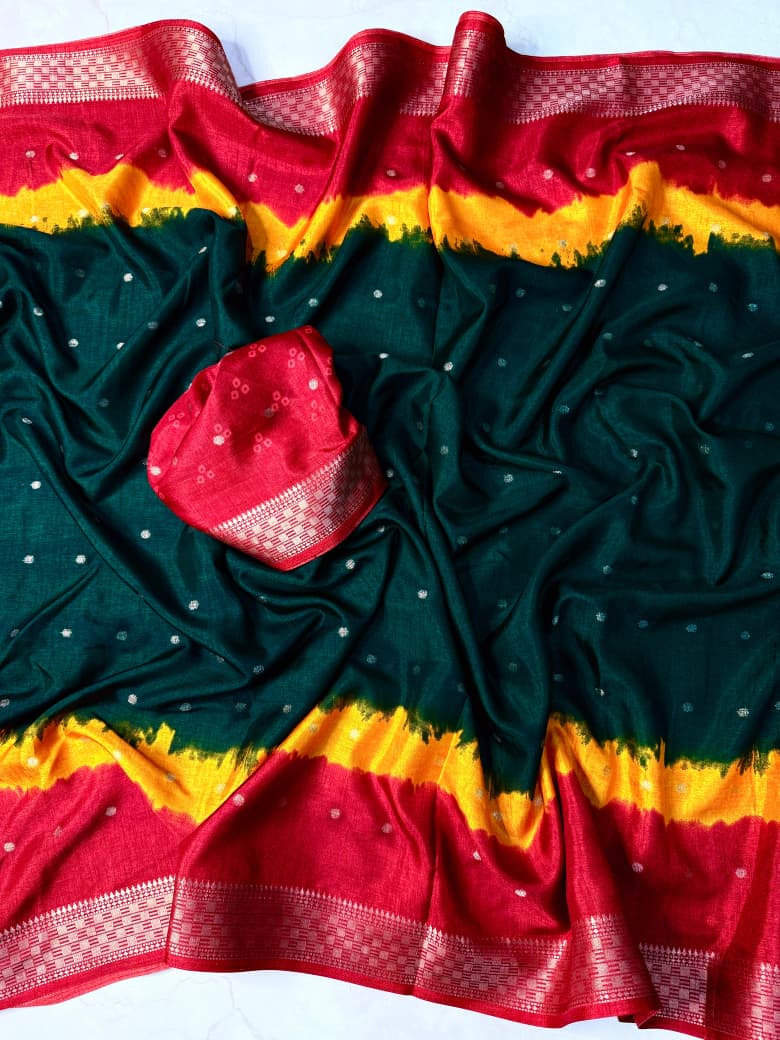 Kayatri New Soft Dola Silk Butti Saree with Premium Contrast Zari Weaving
