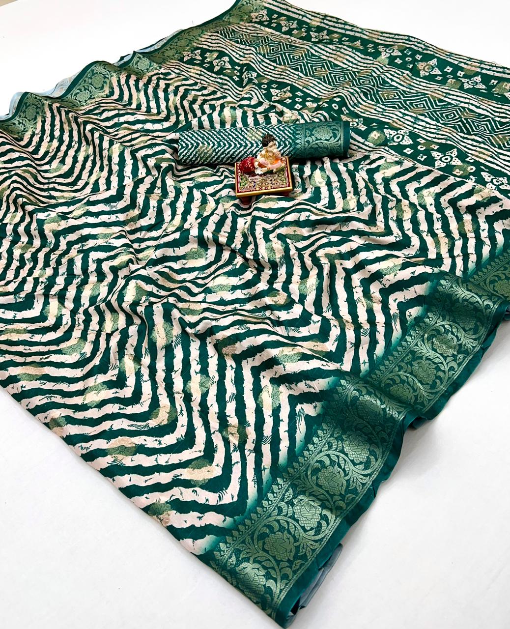 kayatri New Premium Heavy Dola Silk Saree with Lehariya Print & Jacquard Border