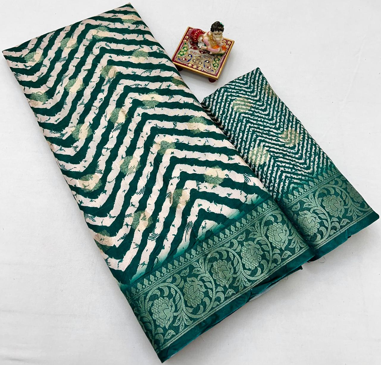 kayatri New Premium Heavy Dola Silk Saree with Lehariya Print & Jacquard Border