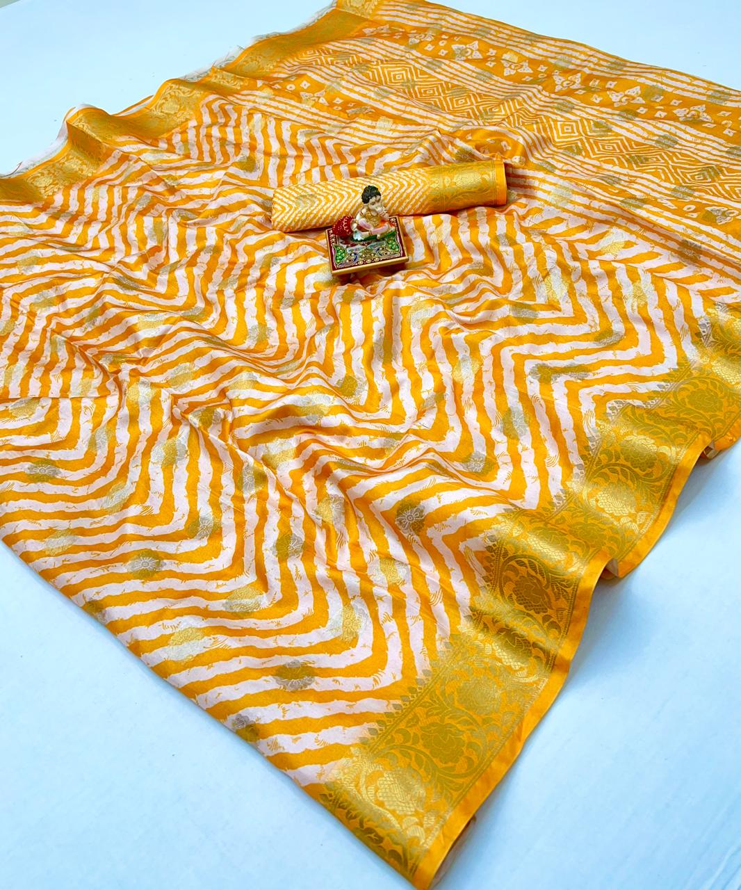 kayatri New Premium Heavy Dola Silk Saree with Lehariya Print & Jacquard Border