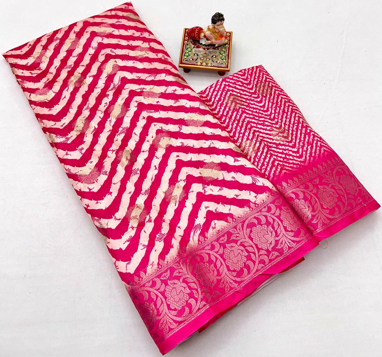 kayatri New Premium Heavy Dola Silk Saree with Lehariya Print & Jacquard Border