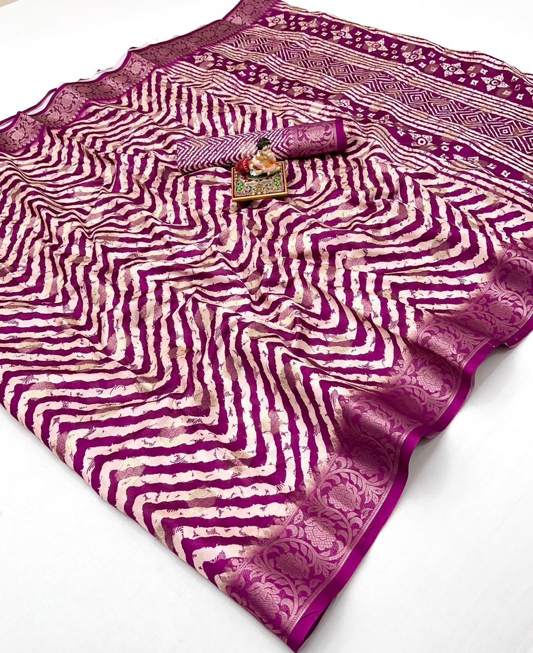 kayatri New Premium Heavy Dola Silk Saree with Lehariya Print & Jacquard Border