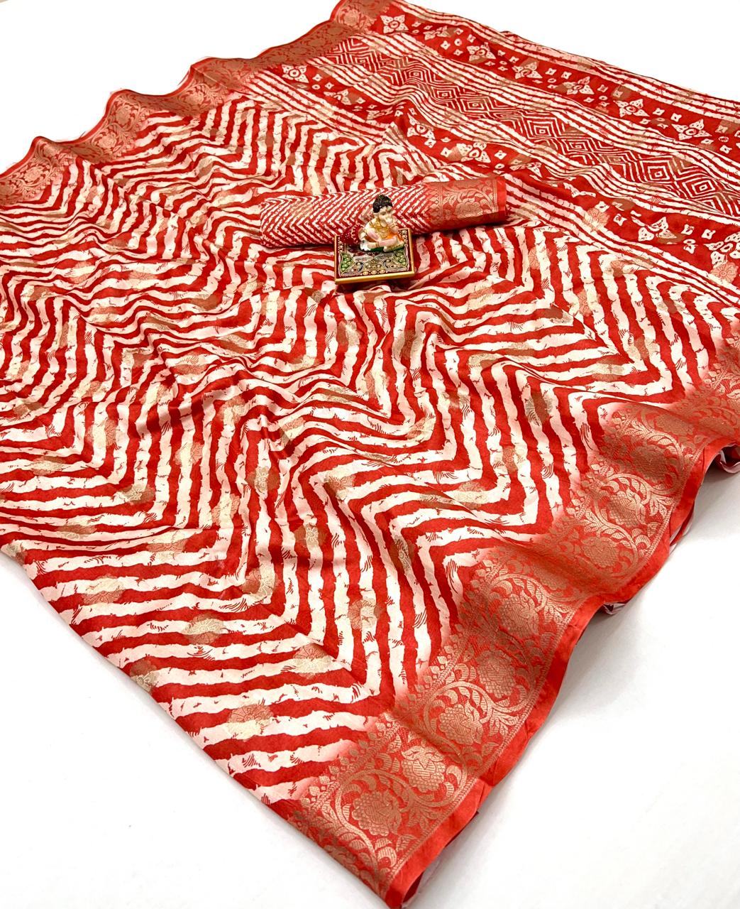 kayatri New Premium Heavy Dola Silk Saree with Lehariya Print & Jacquard Border