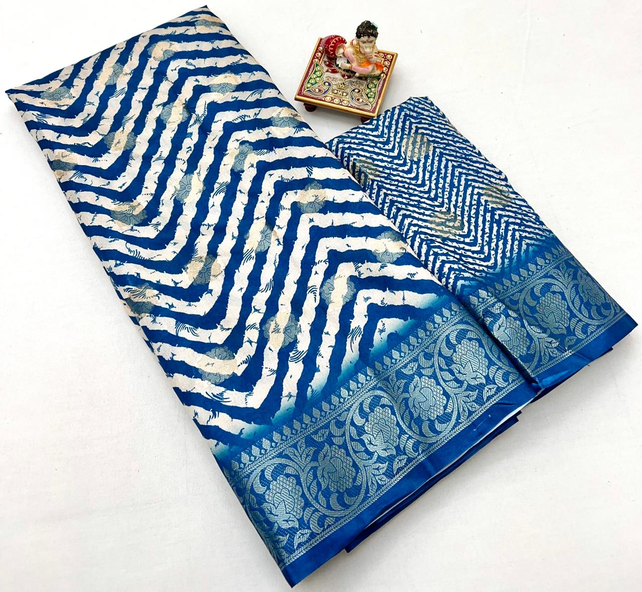 kayatri New Premium Heavy Dola Silk Saree with Lehariya Print & Jacquard Border