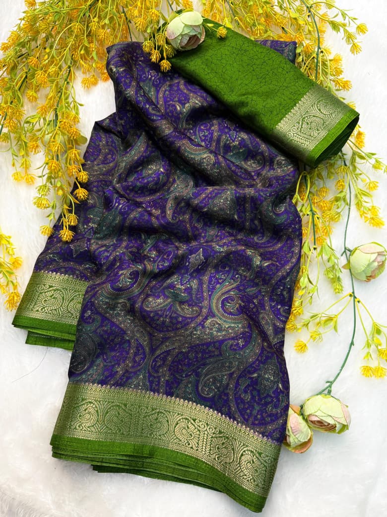 Kayatri New Elegant Black Dola Silk Saree with Pen Kalamkari Design & Hamsa Zari Border