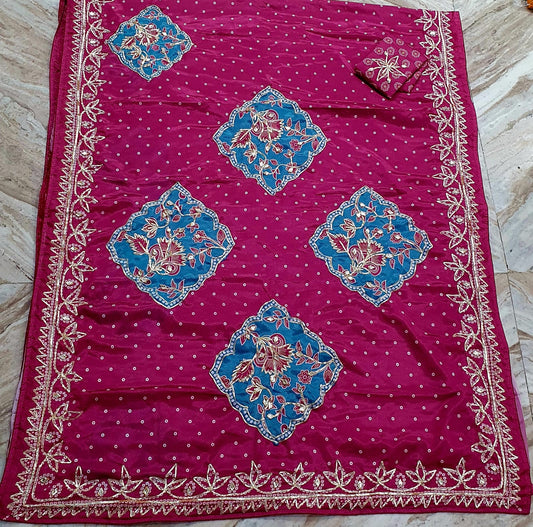 Kayatri New Heavy Soft Chinon Saree with Elegant Gota Patti Work