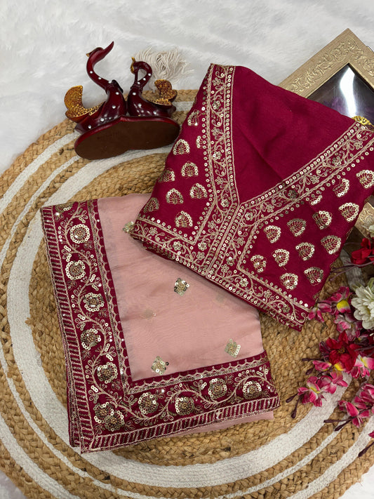 Kayatri New Soft Rangoli Silk Saree with Sequins & Dori Embroidery Work