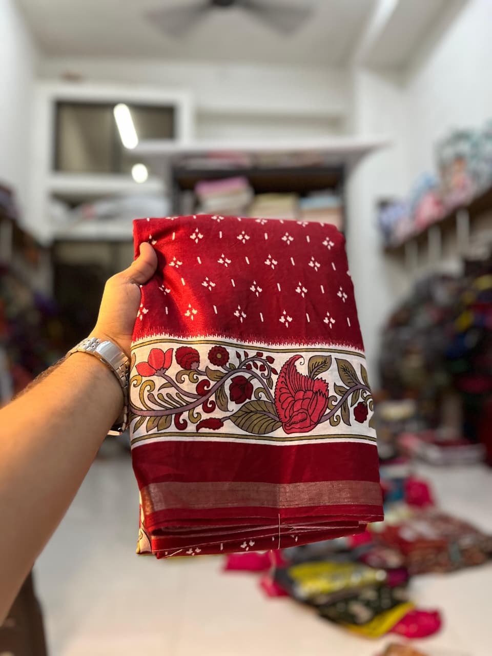 Kayatri New Premium Mangalagiri Heavy Mulmul Cotton Saree with Jacquard Border