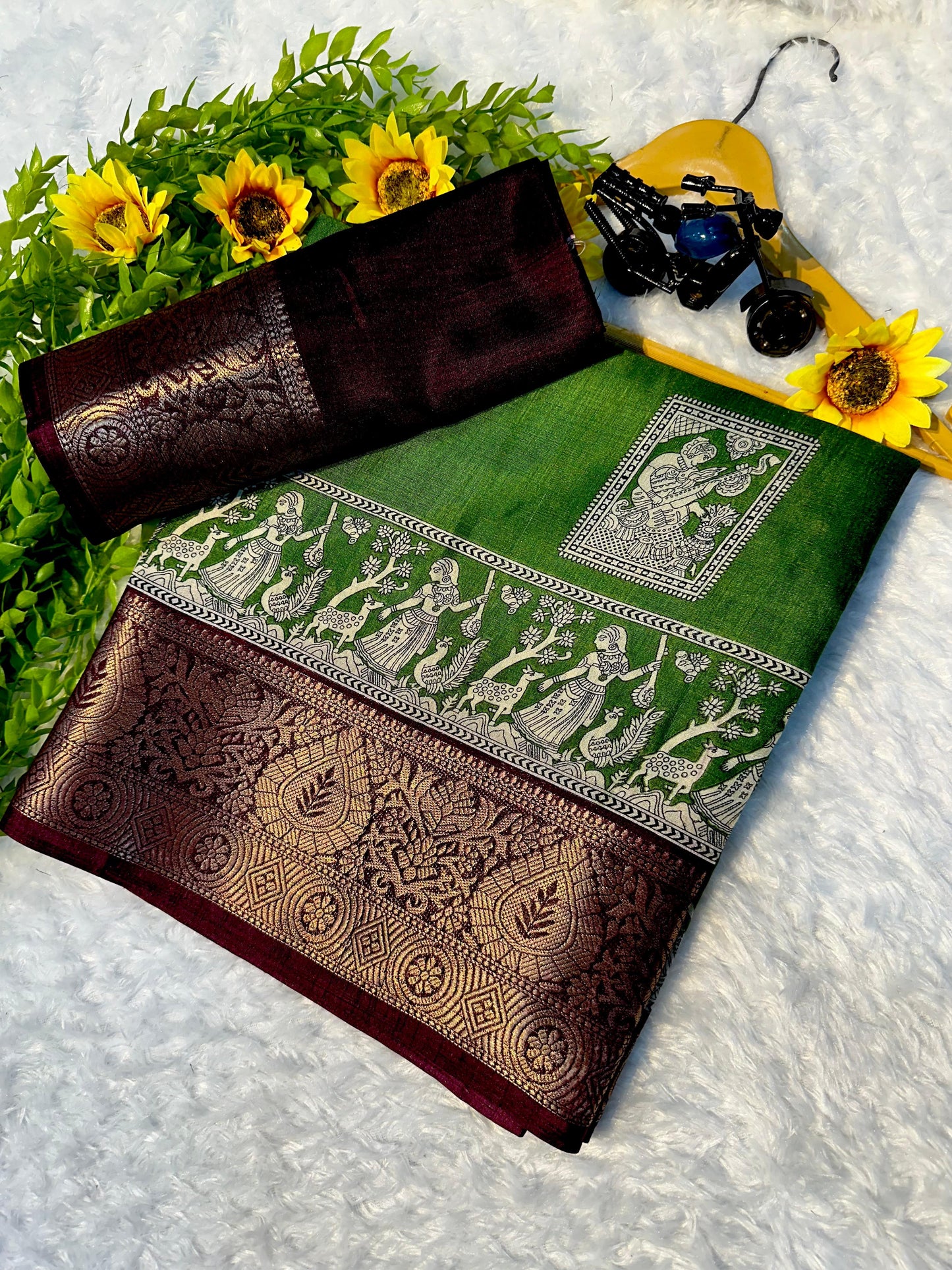 Kayatri New Soft Dola Silk Saree with Kalamkari Pallu & Matching Blouse