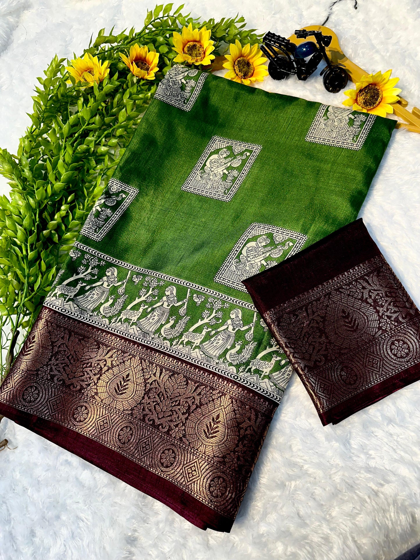 Kayatri New Soft Dola Silk Saree with Kalamkari Pallu & Matching Blouse