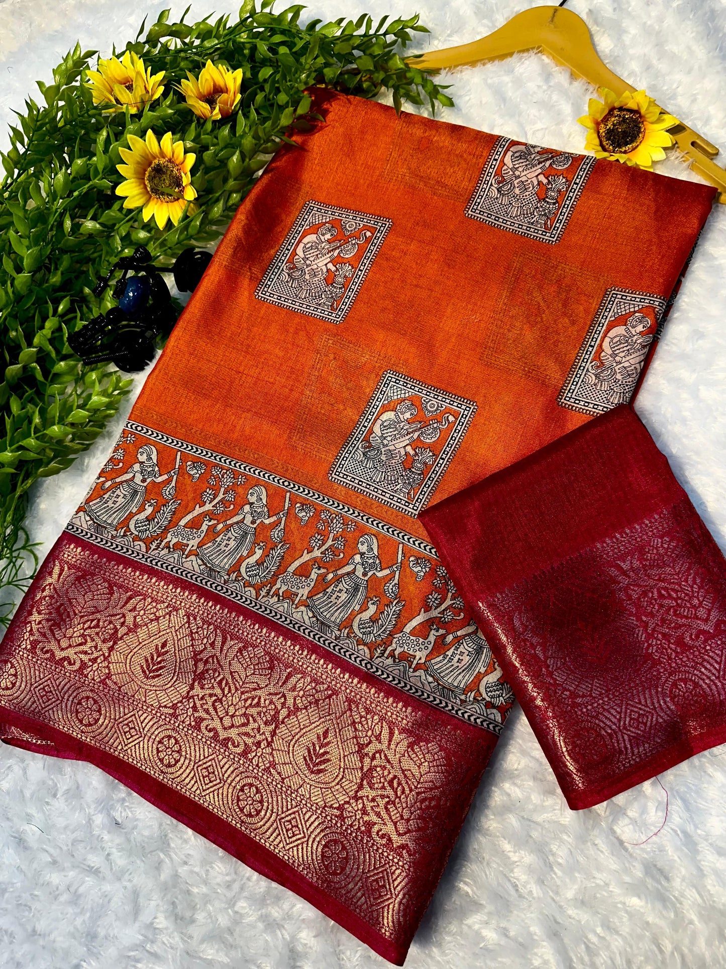 Kayatri New Soft Dola Silk Saree with Kalamkari Pallu & Matching Blouse