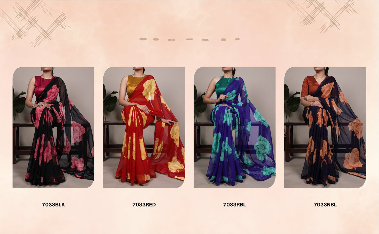 Kayatri New Trendy Chiffon Saree with Lace Border and Matching Banglory Blouse