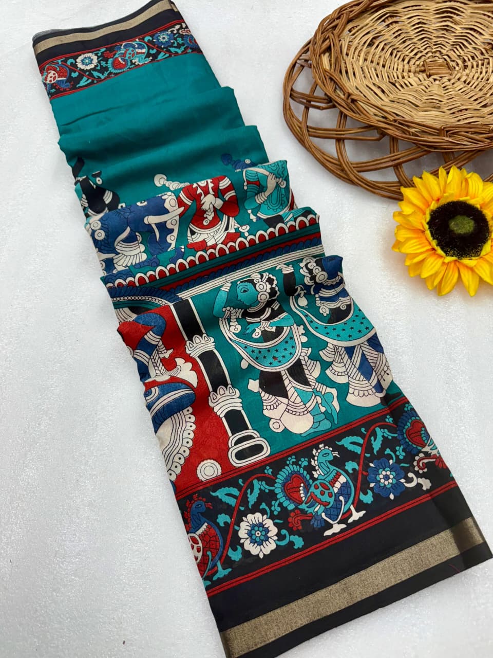Kayatri New Soft Mangalgiri Leheriya Print Saree with Designer Touch