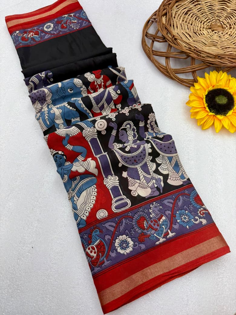 Kayatri New Soft Mangalgiri Leheriya Print Saree with Designer Touch