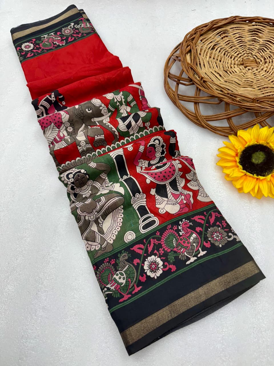 Kayatri New Soft Mangalgiri Leheriya Print Saree with Designer Touch