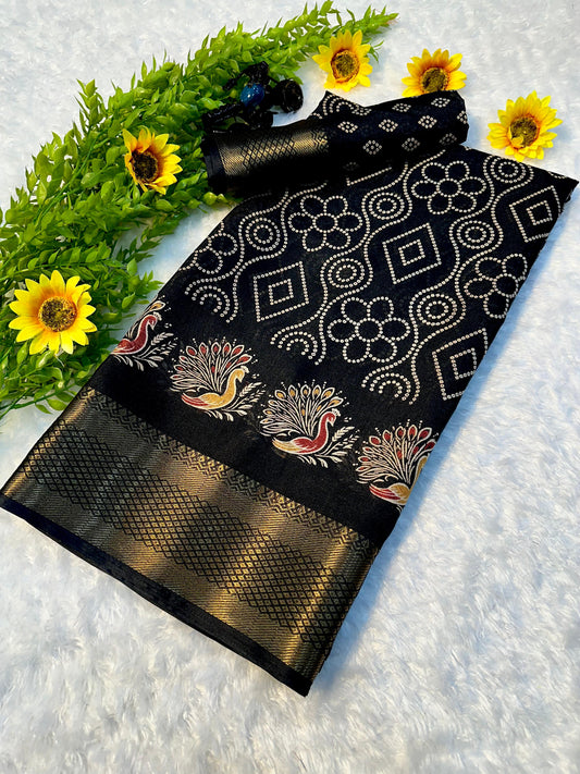 Kayatri New Premium Pure Dola Silk Saree with Original Jacquard Border & Running Blouse