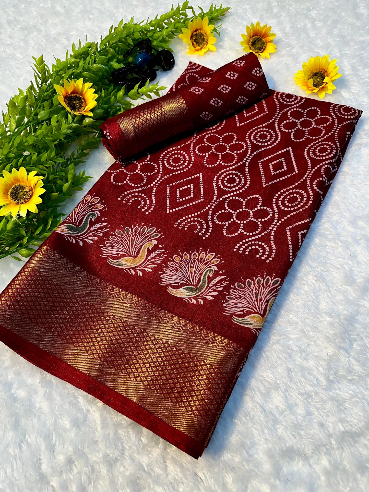 Kayatri New Premium Pure Dola Silk Saree with Original Jacquard Border & Running Blouse