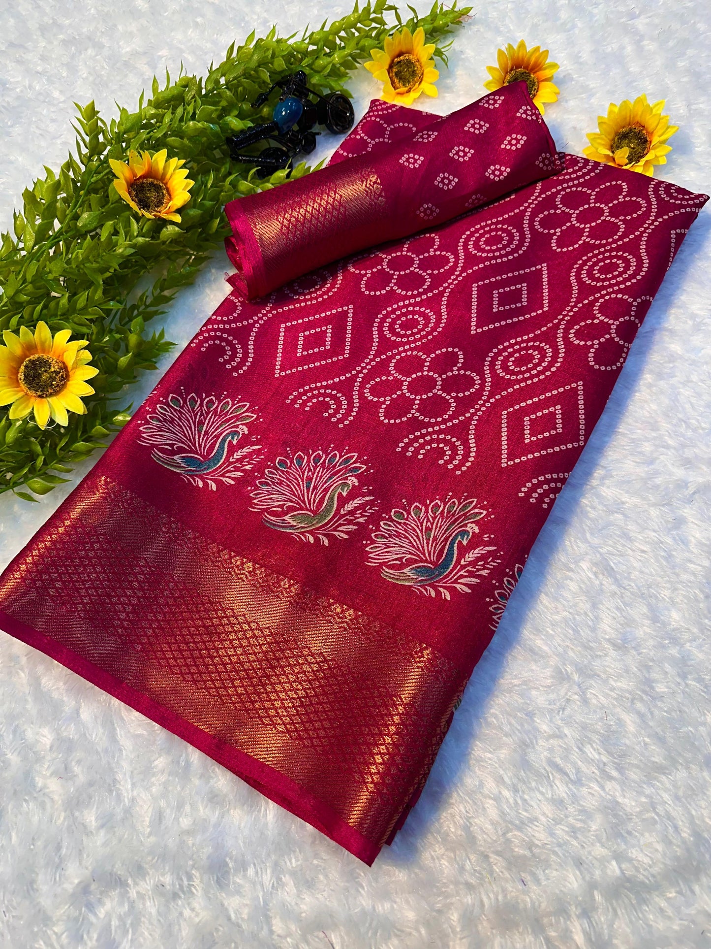 Kayatri New Premium Pure Dola Silk Saree with Original Jacquard Border & Running Blouse