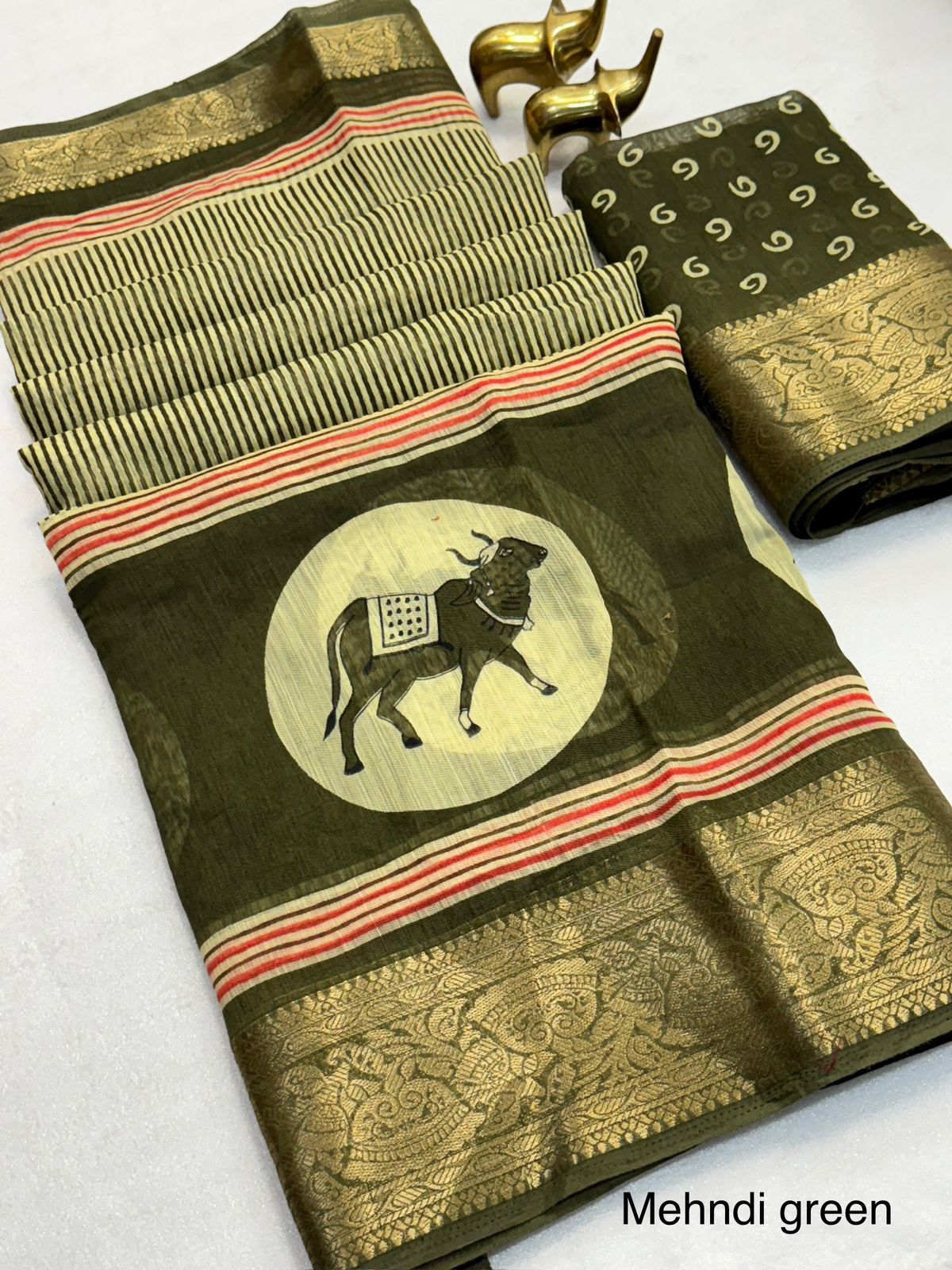 Kayatri New Soft Benny Cotton Saree with Allover Kalamkari Print & Jacquard Border