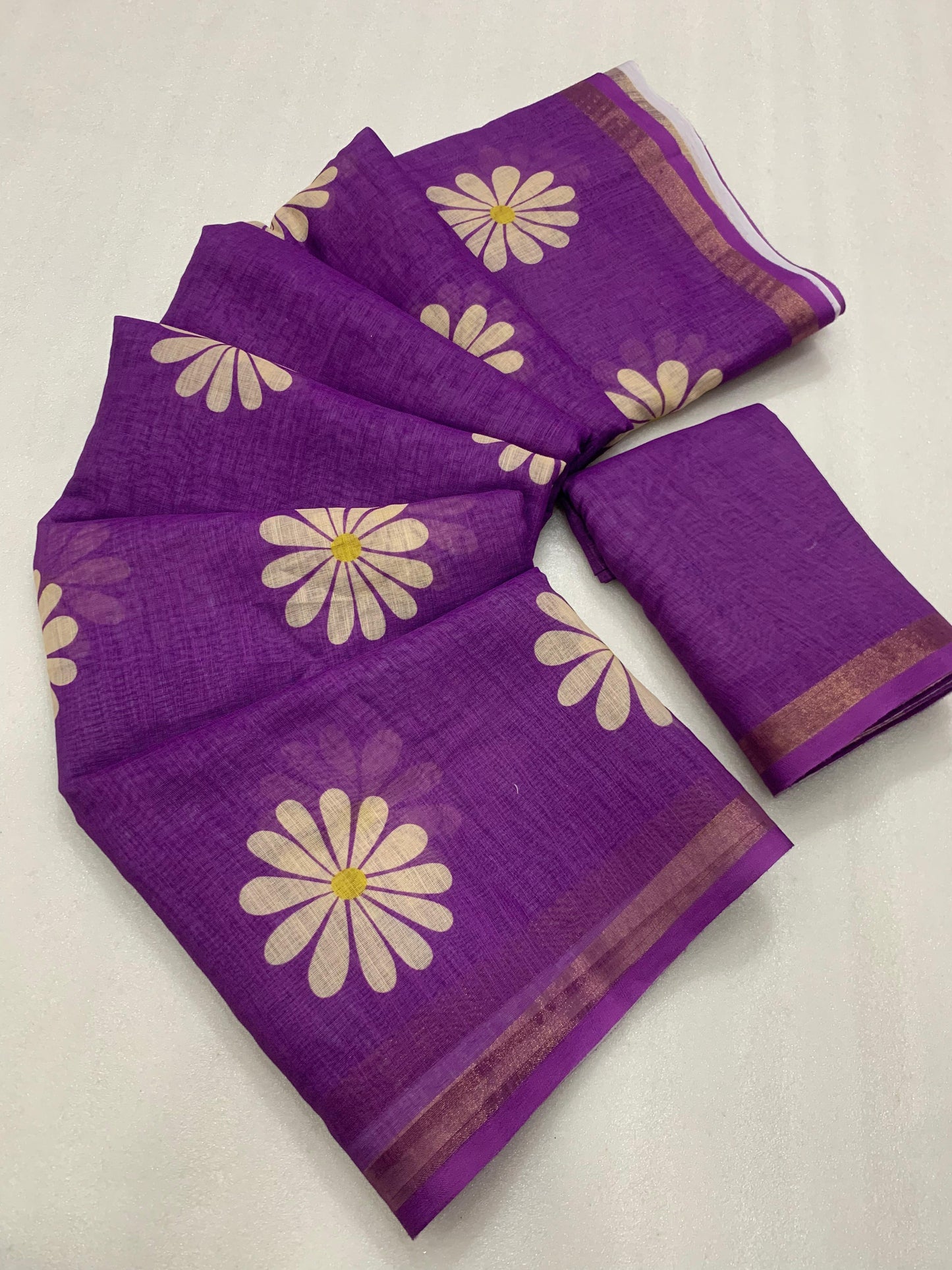 Kayatri New Slub Linen Silk Saree with Elegant Fancy Latkan & Running Blouse
