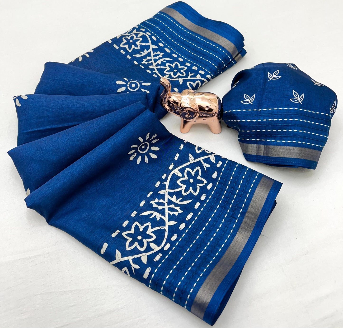 Kayatri New Designer Binny Crape Saree with Classic Print & Katha Thread Detailing