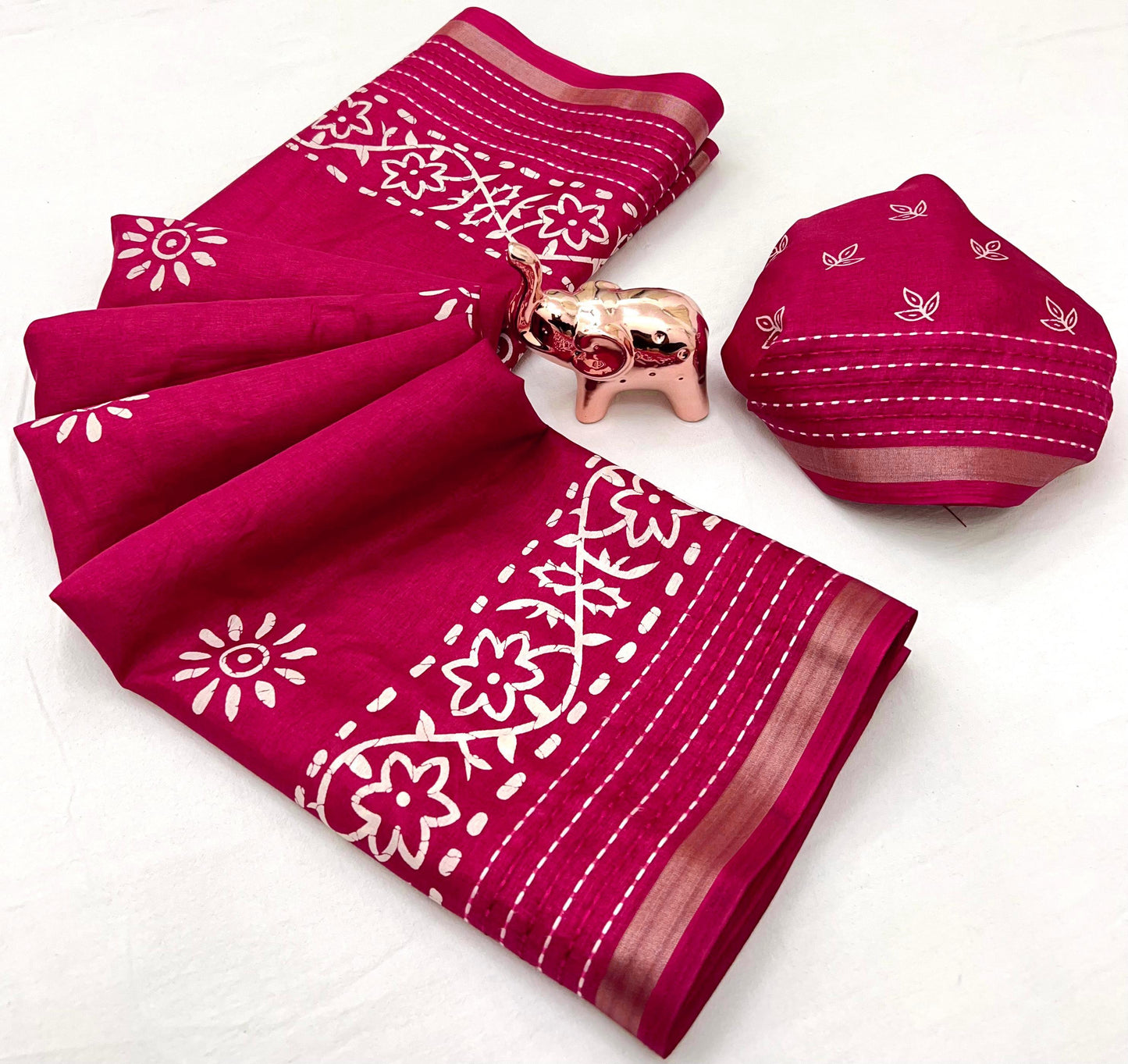 Kayatri New Designer Binny Crape Saree with Classic Print & Katha Thread Detailing