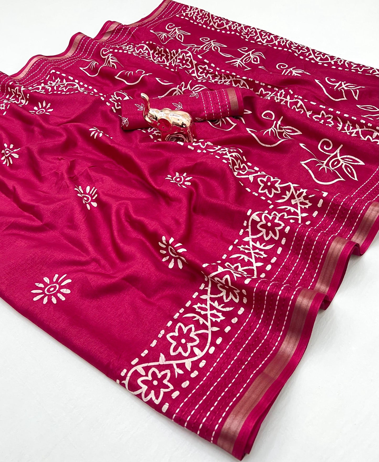Kayatri New Designer Binny Crape Saree with Classic Print & Katha Thread Detailing