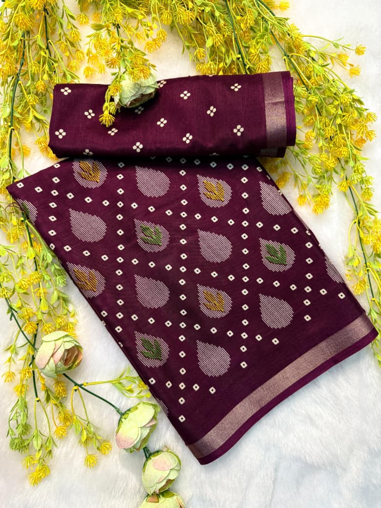 Kayatri New Premium Cotton Pen Kalamkari Saree with Zari Weaving Hamsa Borders