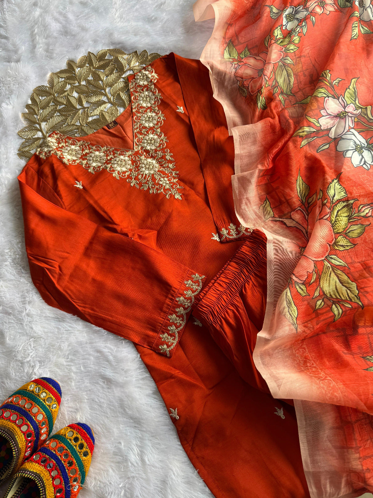 Kayatri New Designer Ethnic Set Embroidered Roman Silk Kurti with Pant & Dupatta