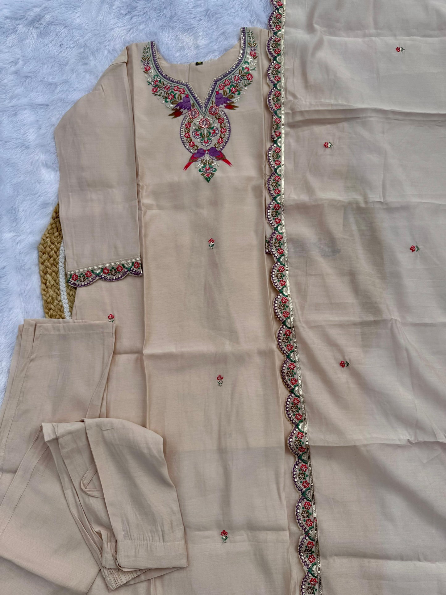 Kayatri New Premium Roman Silk Suit with Dupatta & Embroidery Work