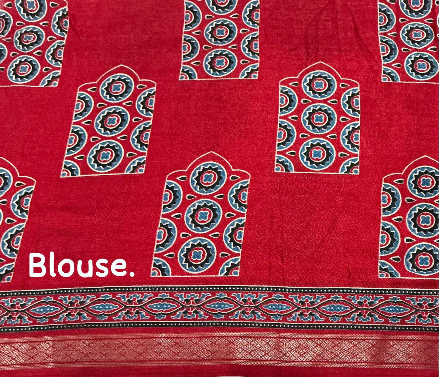 Kayatri New Fancy Ajrakh Pashmina Saree with Zari Pattu Border