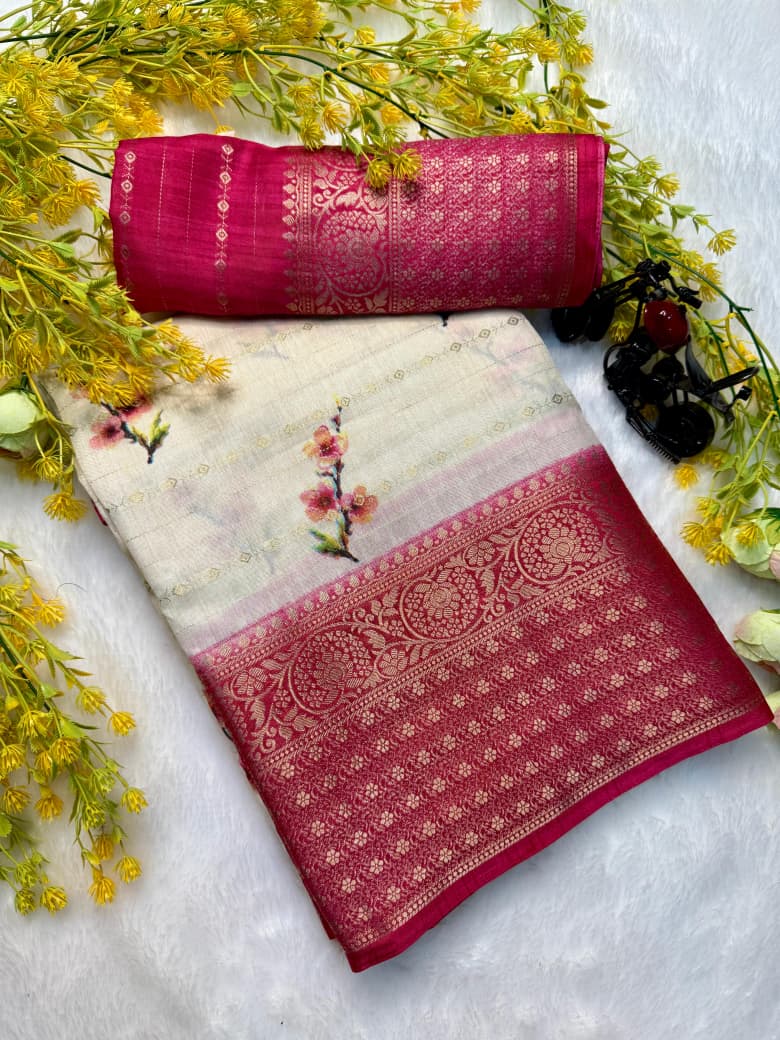 Kayatri New Premium Dola Silk Saree with Original Jacquard Jari Border